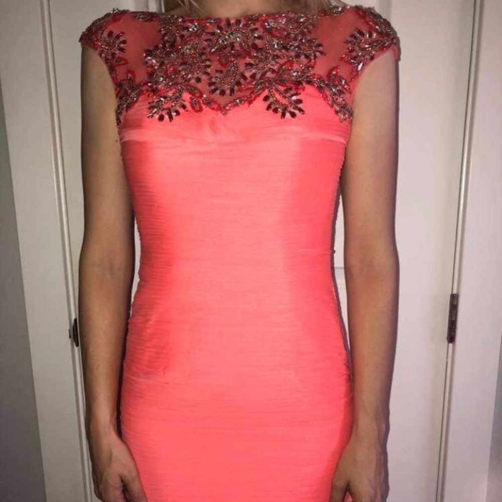 Terani Size 2 Coral Cocktail Dress
